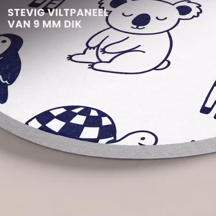 Akoestisch schilderij rond - Dieren - Patroon - Kinderkamer - Grafisch - Wit-Blauw — 5