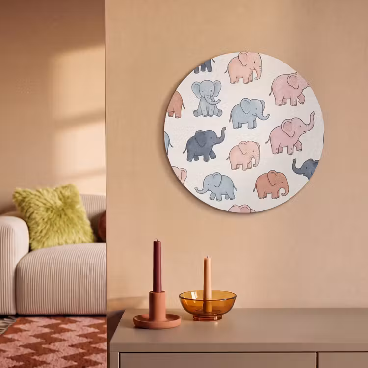Akoestisch schilderij rond - Dieren - Patroon - Kinderkamer - Pastel - Speels — 2