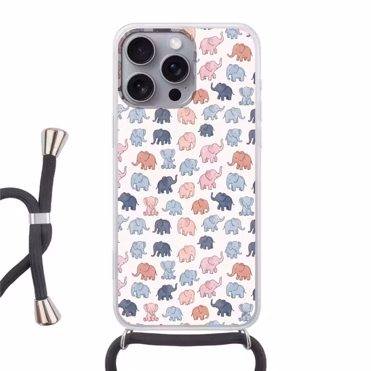 Telefoonhoesje met koord - Dieren - Patroon - Kinderkamer - Pastel - Speels — 1