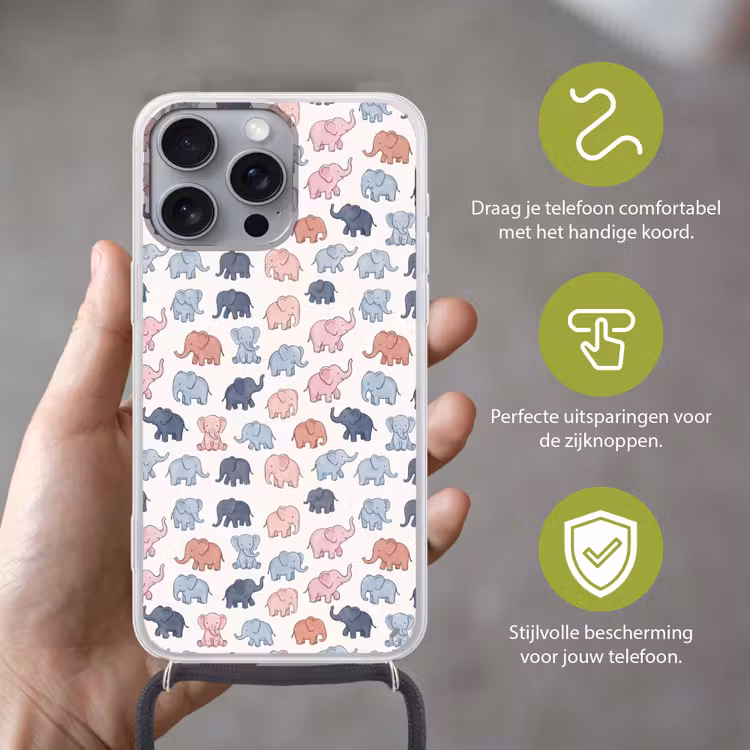 Telefoonhoesje met koord - Dieren - Patroon - Kinderkamer - Pastel - Speels — 4