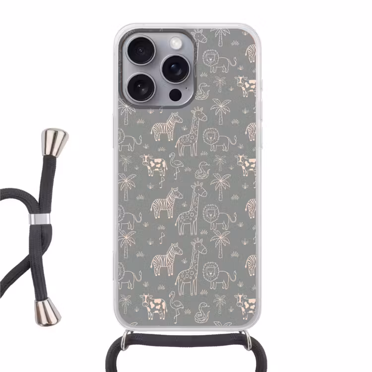 Telefoonhoesje met koord - Dieren - Safari - Patroon - Illustratie - Groen — 1