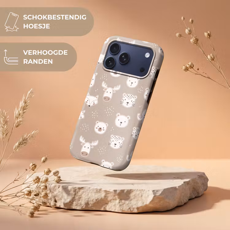 Telefoonhoesje Toughcase - Dieren - Patroon - Illustratie - Modern - Beige — 5