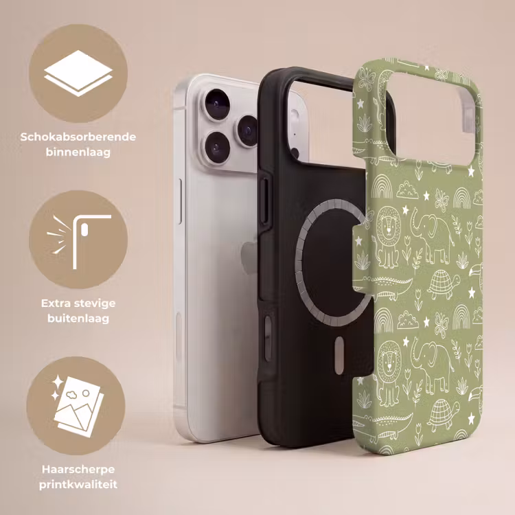 Telefoonhoesje Toughcase - Dieren - Patroon - Illustratie - Natuur - Groen — 3