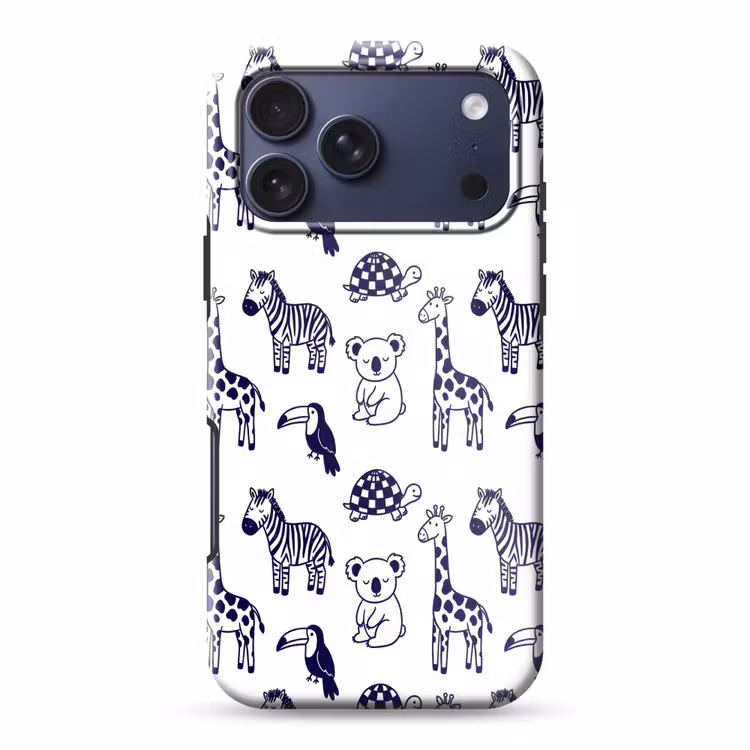 Telefoonhoesje Toughcase - Dieren - Patroon - Kinderkamer - Grafisch - Wit-Blauw — 1