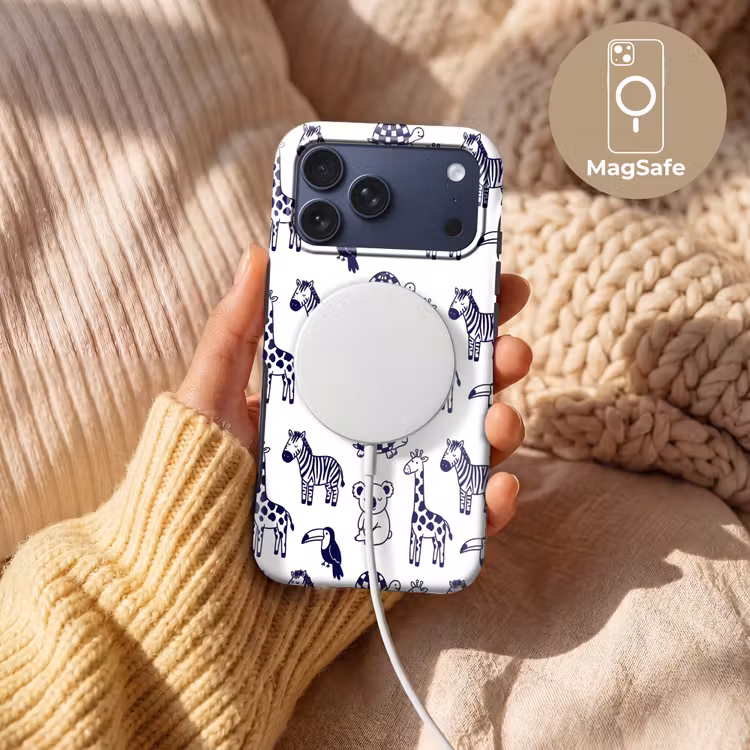 Telefoonhoesje Toughcase - Dieren - Patroon - Kinderkamer - Grafisch - Wit-Blauw — 8
