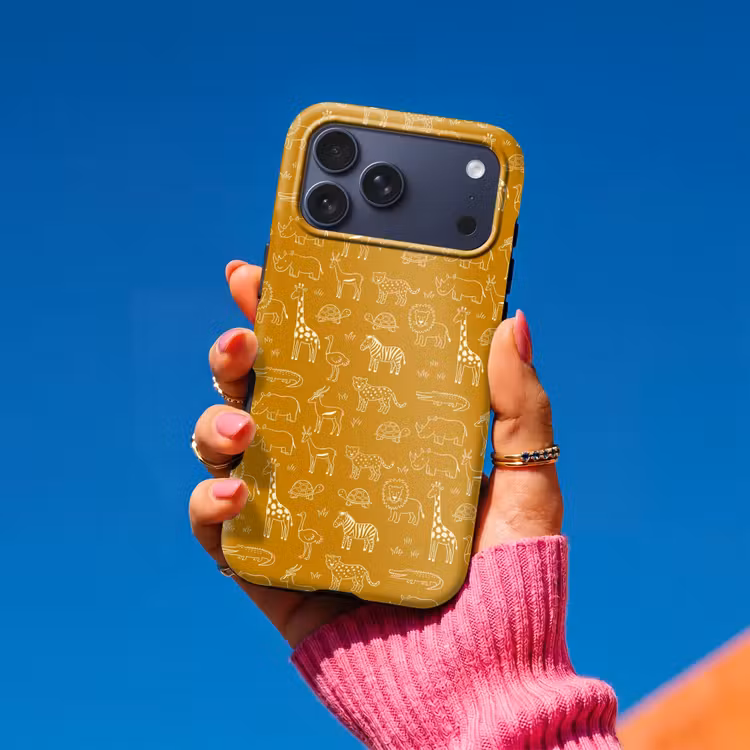 Telefoonhoesje Toughcase - Dieren - Safari - Patroon - Kinderlijk - Oker — 2