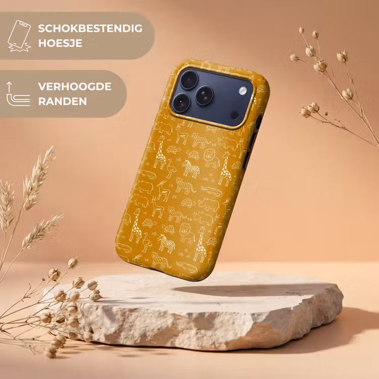 Telefoonhoesje Toughcase - Dieren - Safari - Patroon - Kinderlijk - Oker — 5