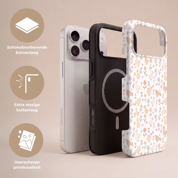 Telefoonhoesje Toughcase - Vogel - Bloemen - Patroon - Pastel - Dieren — 3