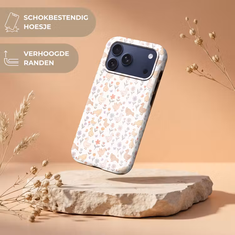 Telefoonhoesje Toughcase - Vogel - Bloemen - Patroon - Pastel - Dieren — 5