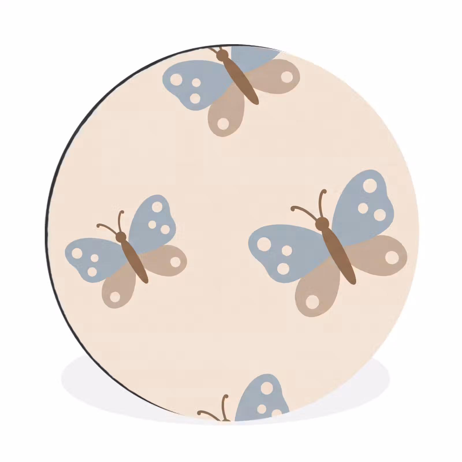 Wandcirkel - Aluminium - Insect - Vlinderpatroon - Abstract - Blauw - Beige — 1