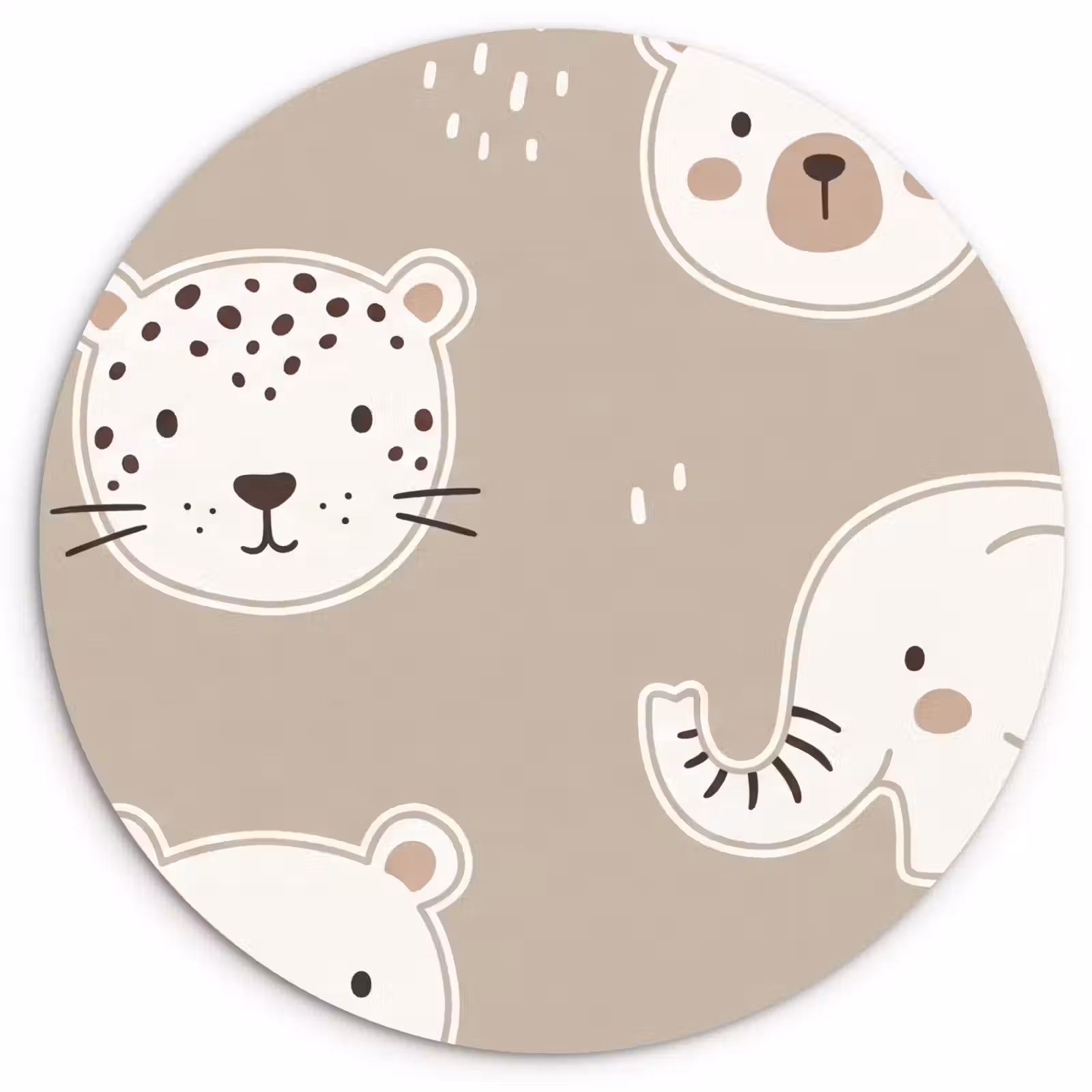 Wandcirkel - Glas - Dieren - Patroon - Illustratie - Modern - Beige — 1