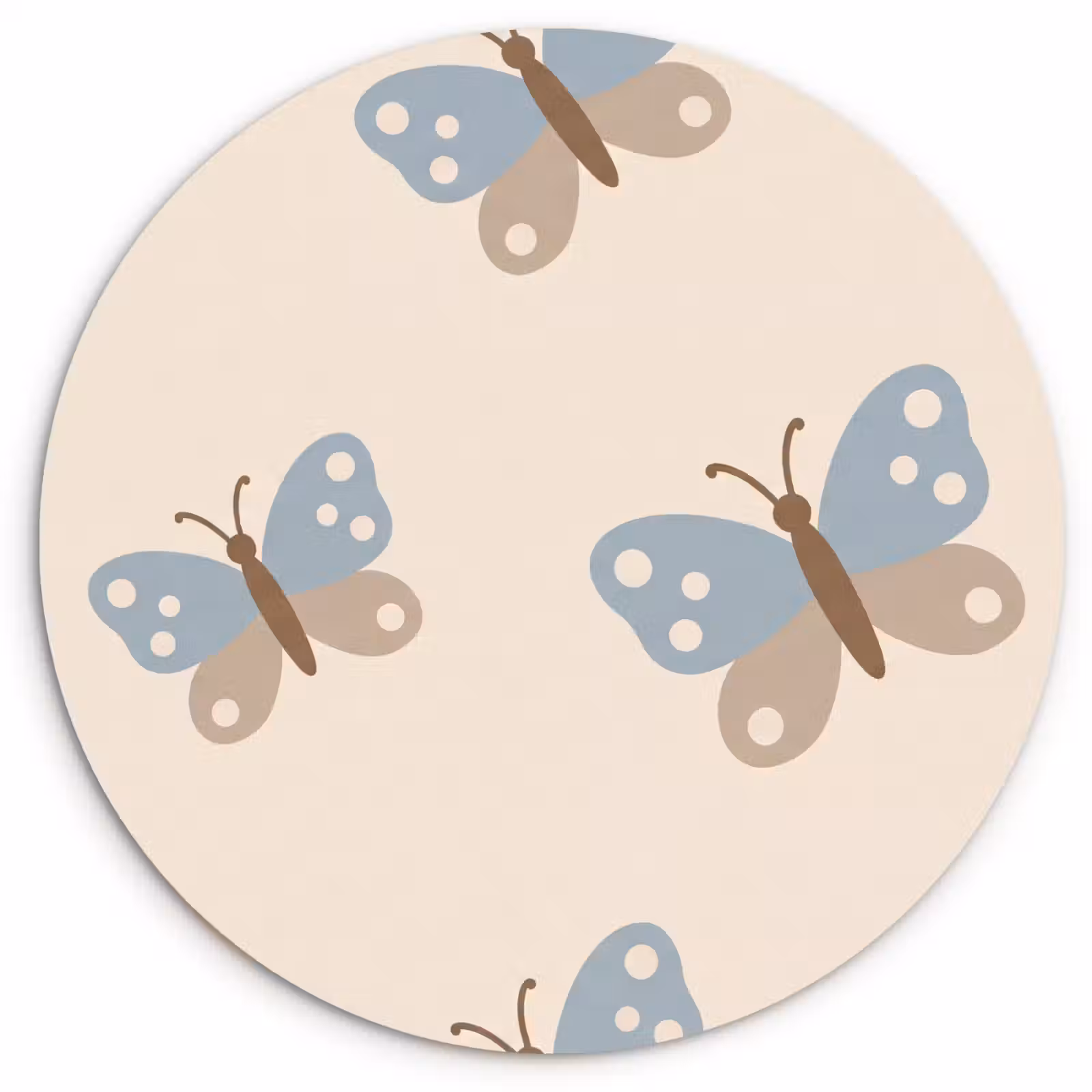 Wandcirkel - Glas - Insect - Vlinderpatroon - Abstract - Blauw - Beige — 1