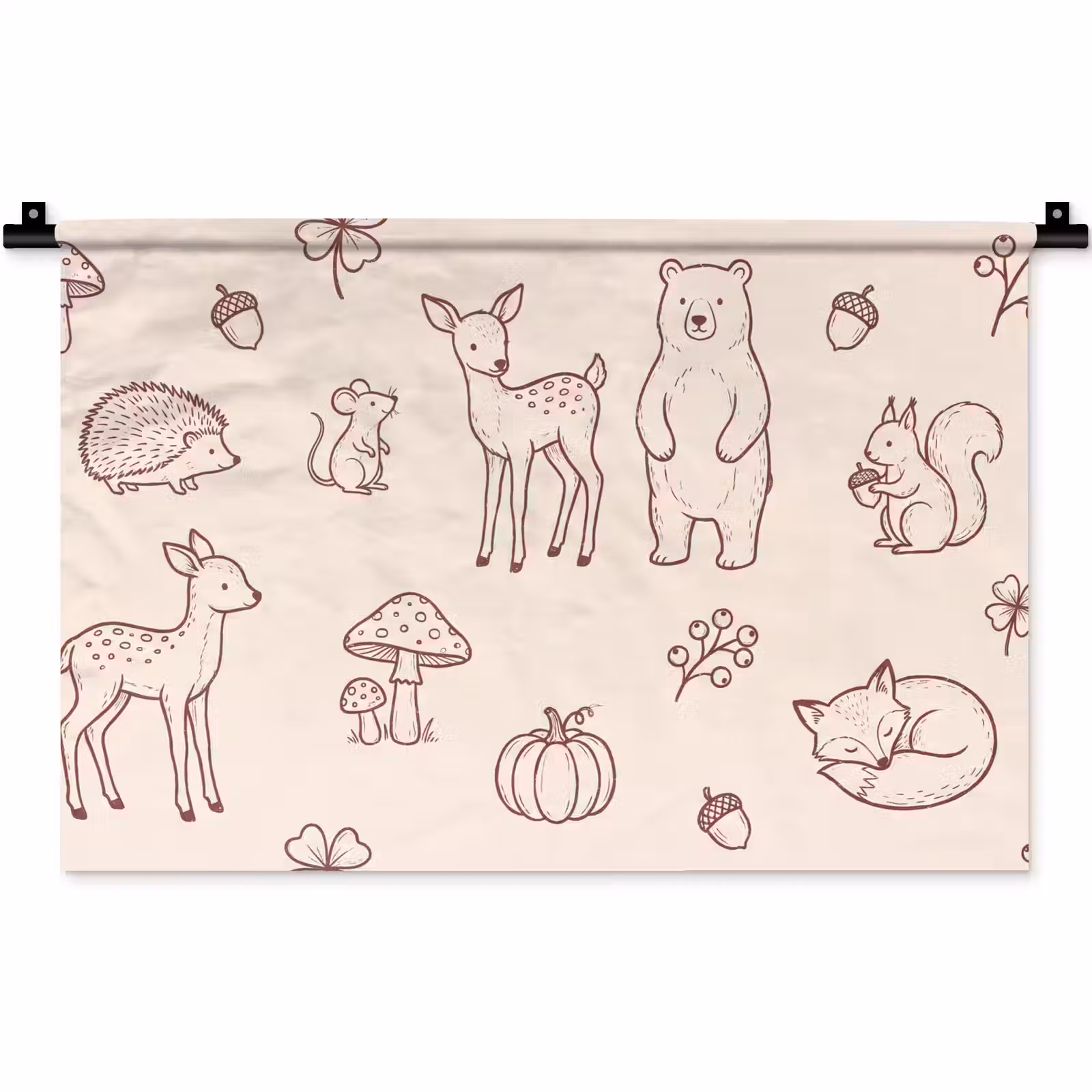 Wandkleed - Dieren - Bos - Natuur - Schets - Patroon — 1