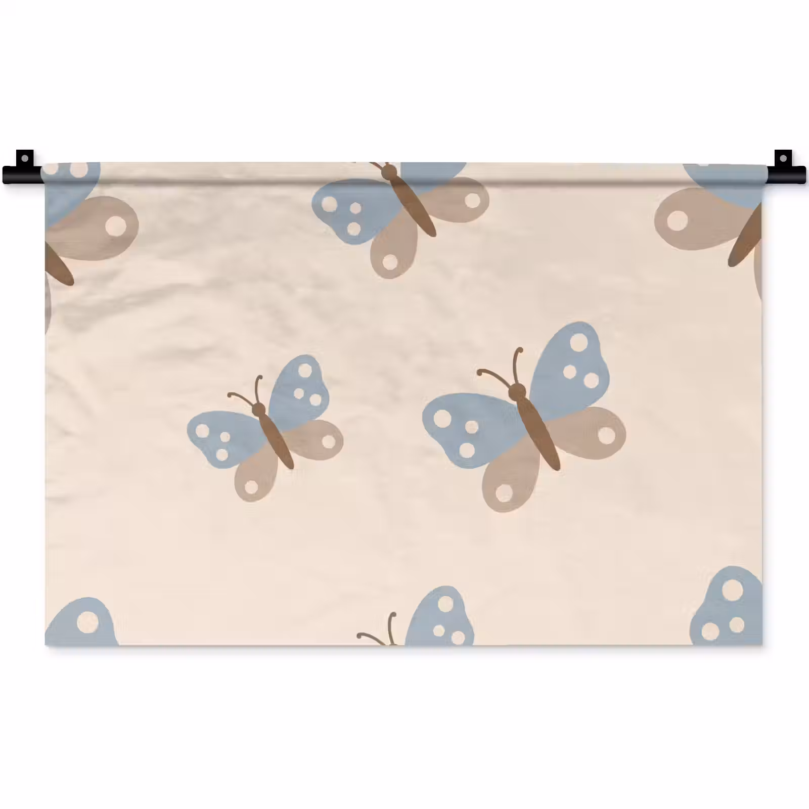 Wandkleed - Insect - Vlinderpatroon - Abstract - Blauw - Beige — 1