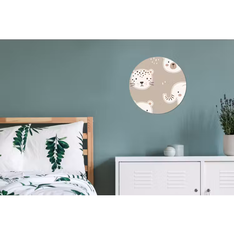 Wandcirkel - Aluminium - Dieren - Patroon - Illustratie - Modern - Beige — 4