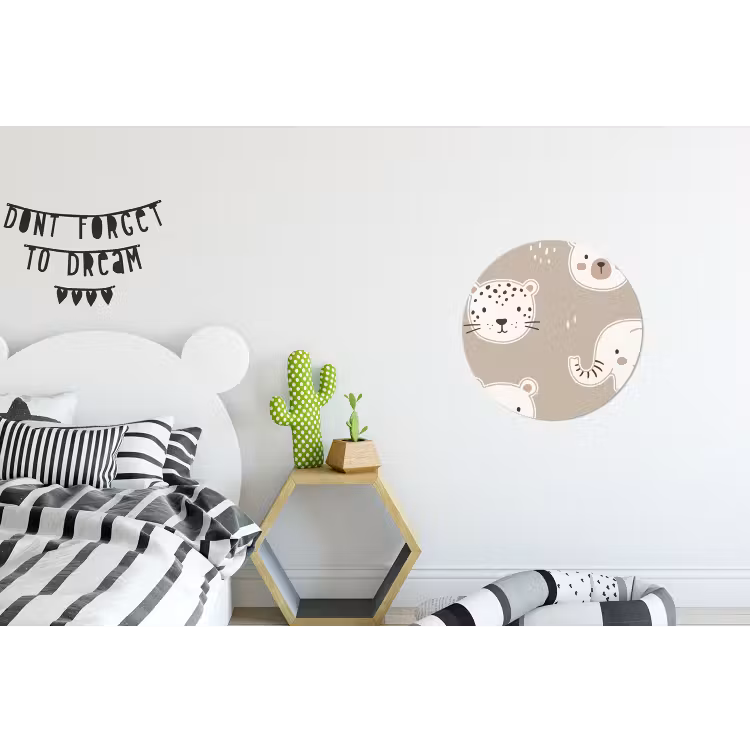 Wandcirkel - Aluminium - Dieren - Patroon - Illustratie - Modern - Beige — 5