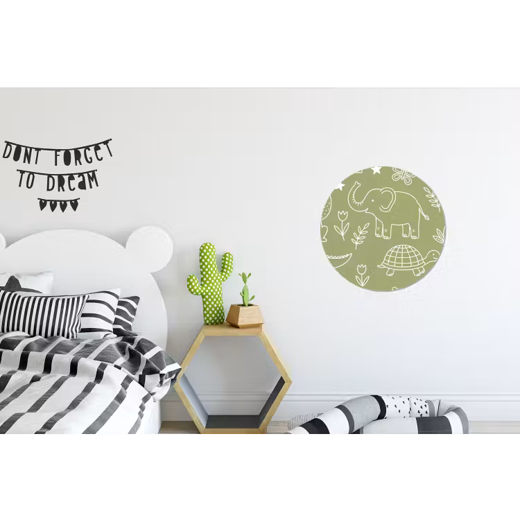 Wandcirkel - Aluminium - Dieren - Patroon - Illustratie - Natuur - Groen — 5
