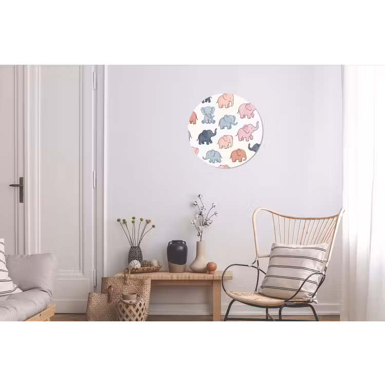 Wandcirkel - Aluminium - Dieren - Patroon - Kinderkamer - Pastel - Speels — 2