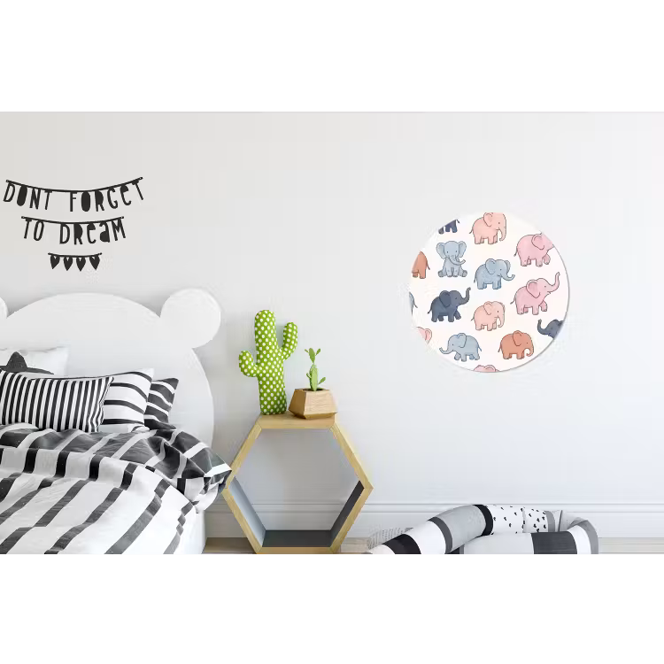 Wandcirkel - Aluminium - Dieren - Patroon - Kinderkamer - Pastel - Speels — 5