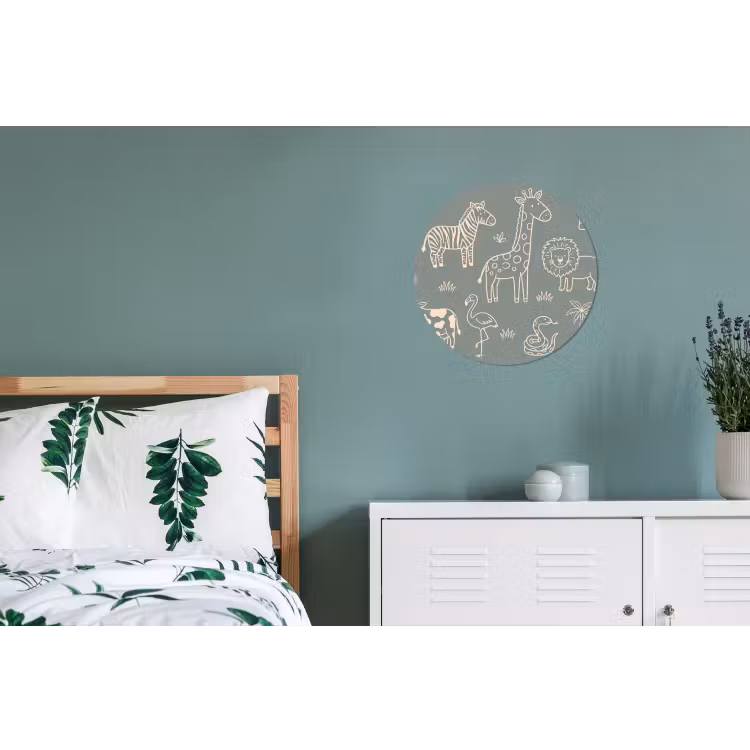 Wandcirkel - Aluminium - Dieren - Safari - Patroon - Illustratie - Groen — 4