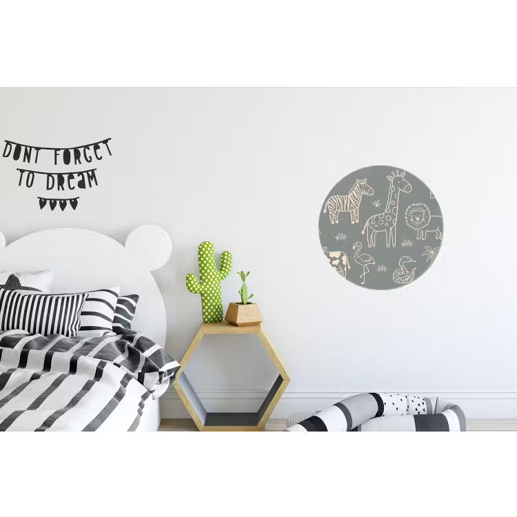 Wandcirkel - Aluminium - Dieren - Safari - Patroon - Illustratie - Groen — 5