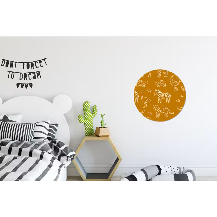 Wandcirkel - Aluminium - Dieren - Safari - Patroon - Kinderlijk - Oker — 5