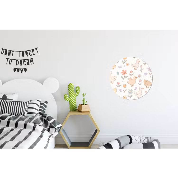 Wandcirkel - Aluminium - Vogel - Bloemen - Patroon - Pastel - Dieren — 5