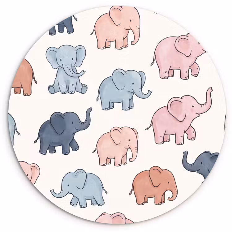 Wandcirkel - Glas - Dieren - Patroon - Kinderkamer - Pastel - Speels — 1
