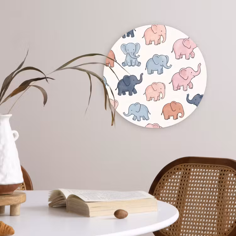 Wandcirkel - Glas - Dieren - Patroon - Kinderkamer - Pastel - Speels — 4
