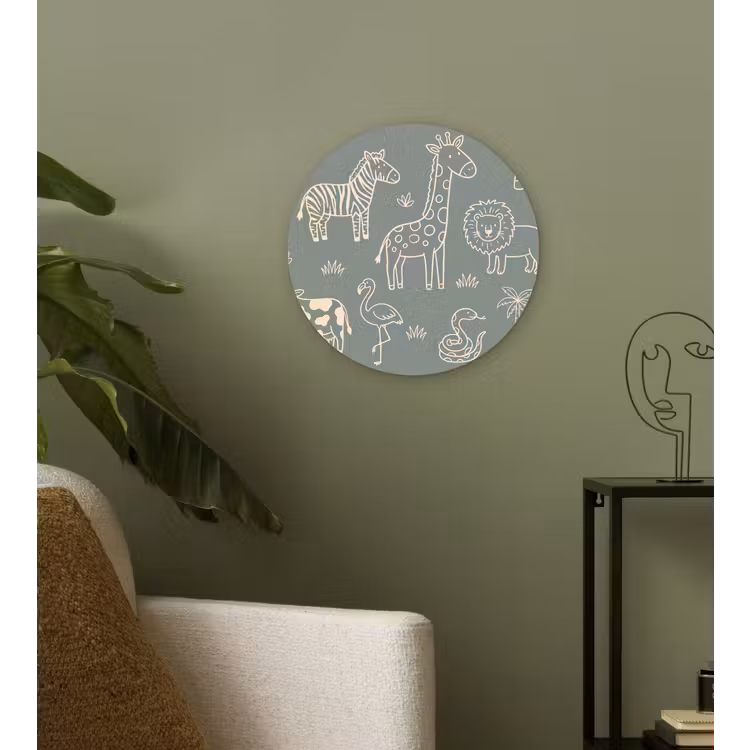 Wandcirkel - Glas - Dieren - Safari - Patroon - Illustratie - Groen — 3