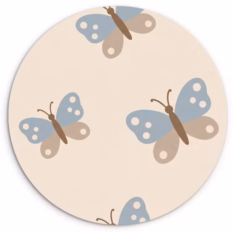 Wandcirkel - Glas - Insect - Vlinderpatroon - Abstract - Blauw - Beige — 1