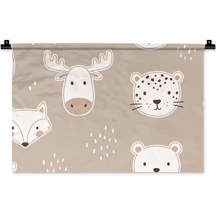Wandkleed - Dieren - Patroon - Illustratie - Modern - Beige — 1
