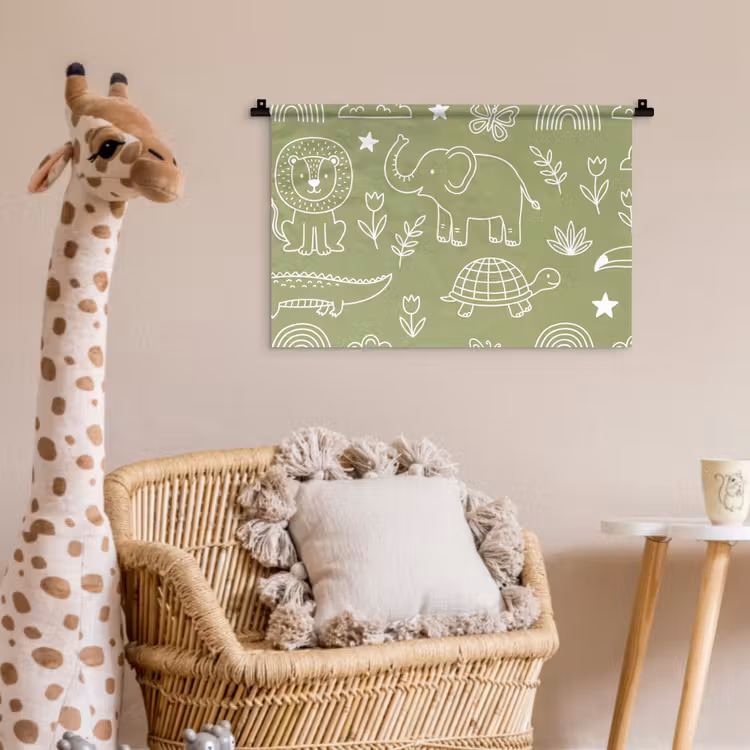 Wandkleed - Dieren - Patroon - Illustratie - Natuur - Groen — 5