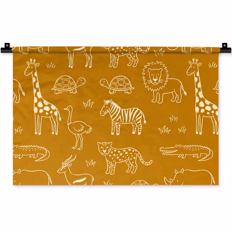 Wandkleed - Dieren - Safari - Patroon - Kinderlijk - Oker — 1