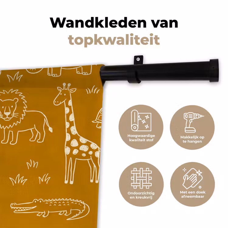 Wandkleed - Dieren - Safari - Patroon - Kinderlijk - Oker — 3