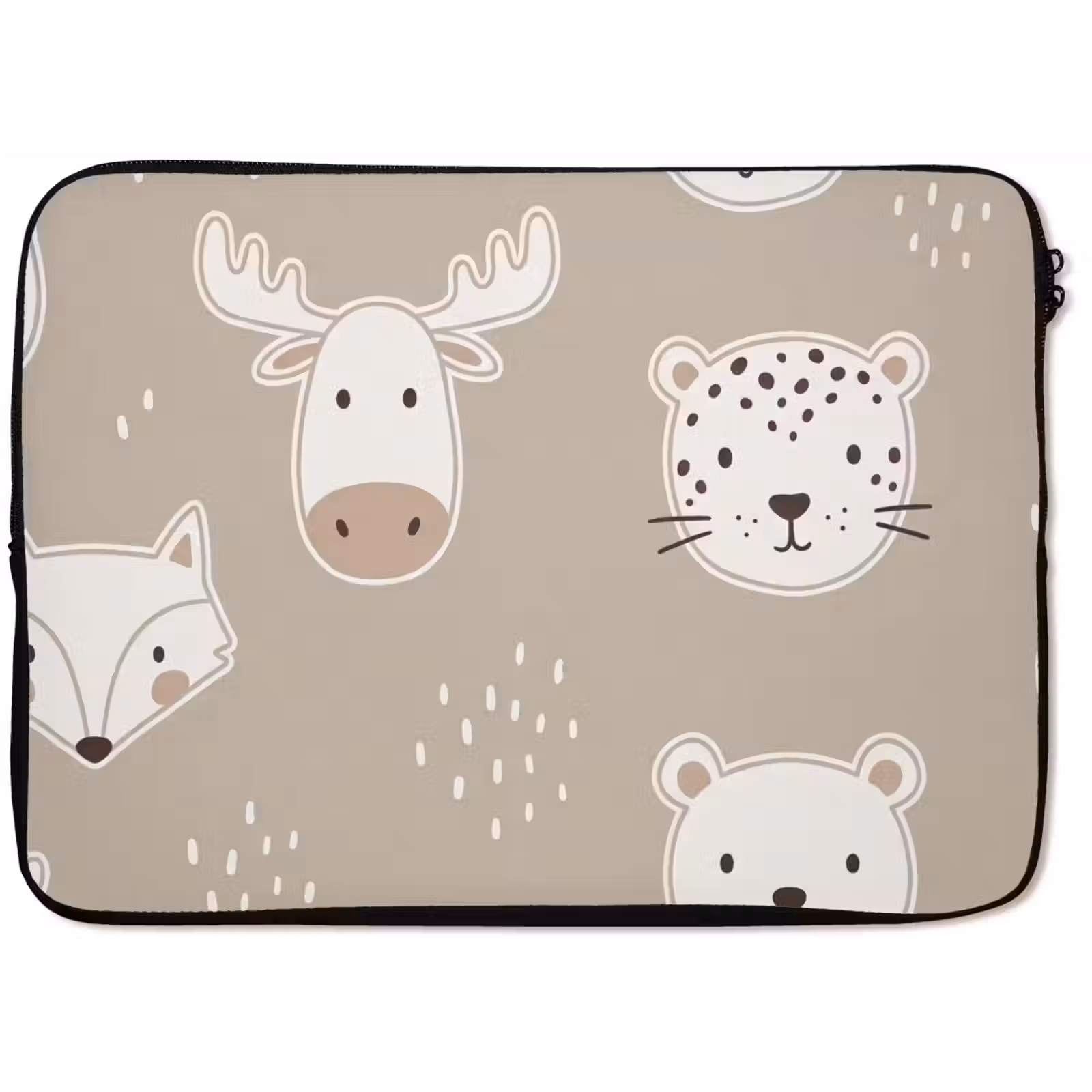 Laptophoes - Dieren - Patroon - Illustratie - Modern - Beige — 1