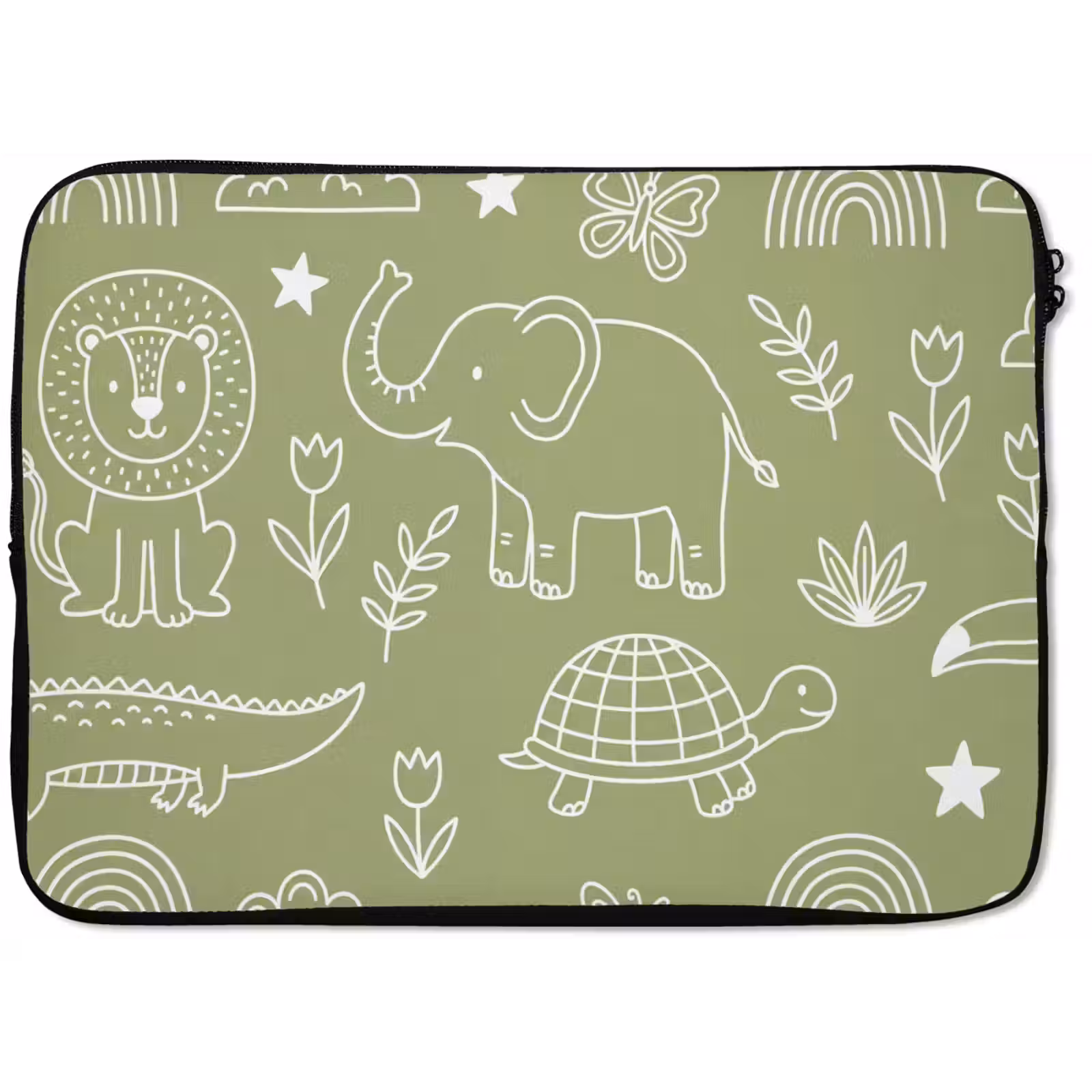 Laptophoes - Dieren - Patroon - Illustratie - Natuur - Groen — 1