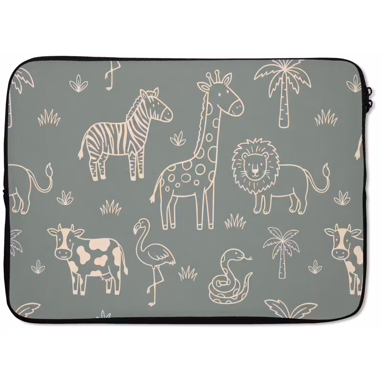 Laptophoes - Dieren - Safari - Patroon - Illustratie - Groen — 1