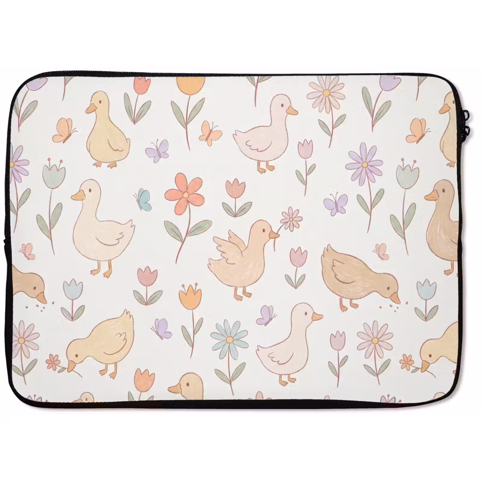 Laptophoes - Vogel - Bloemen - Patroon - Pastel - Dieren — 1