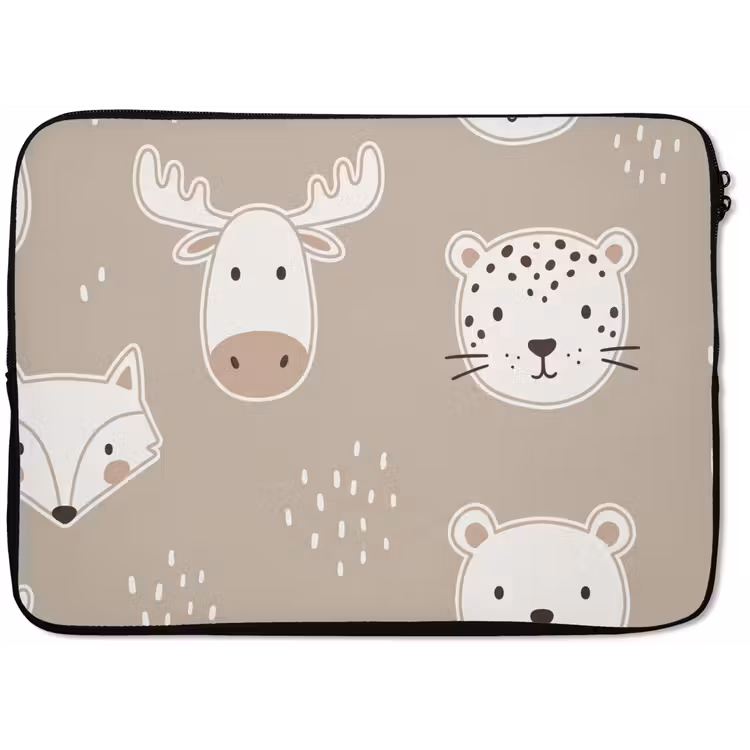 Laptophoes - Dieren - Patroon - Illustratie - Modern - Beige — 1