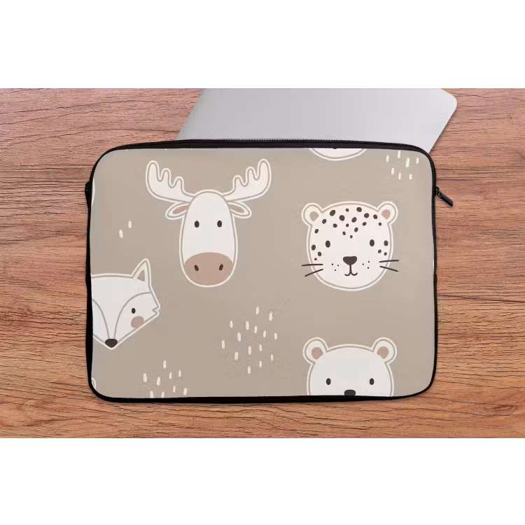 Laptophoes - Dieren - Patroon - Illustratie - Modern - Beige — 2