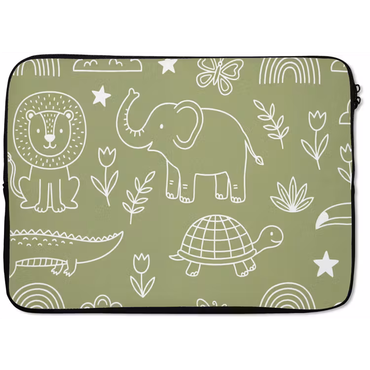 Laptophoes - Dieren - Patroon - Illustratie - Natuur - Groen — 1