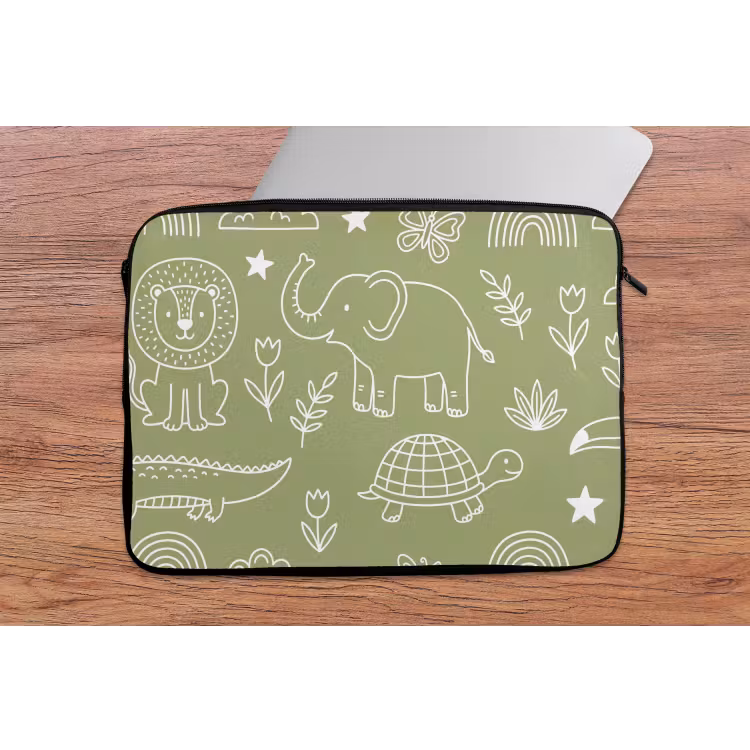 Laptophoes - Dieren - Patroon - Illustratie - Natuur - Groen — 2