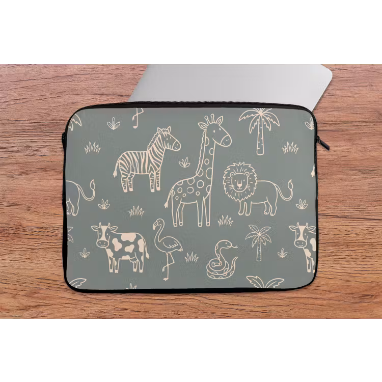 Laptophoes - Dieren - Safari - Patroon - Illustratie - Groen — 2