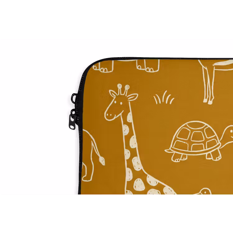 Laptophoes - Dieren - Safari - Patroon - Kinderlijk - Oker — 5
