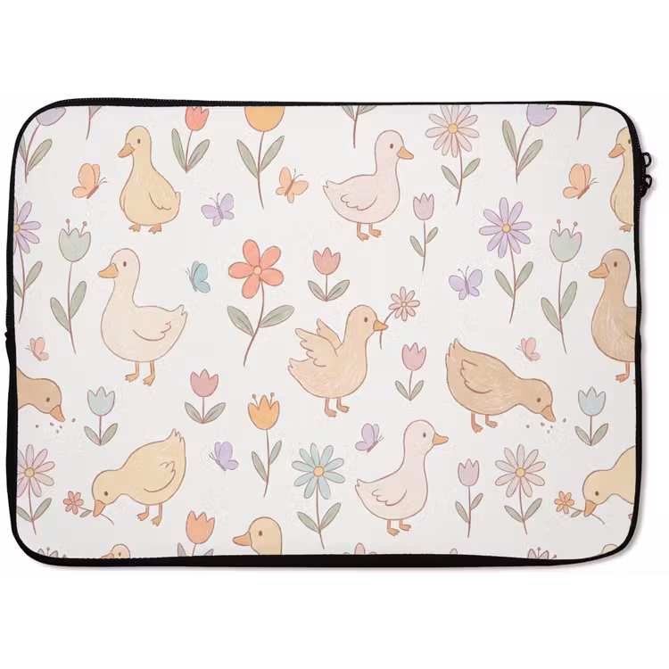 Laptophoes - Vogel - Bloemen - Patroon - Pastel - Dieren — 1