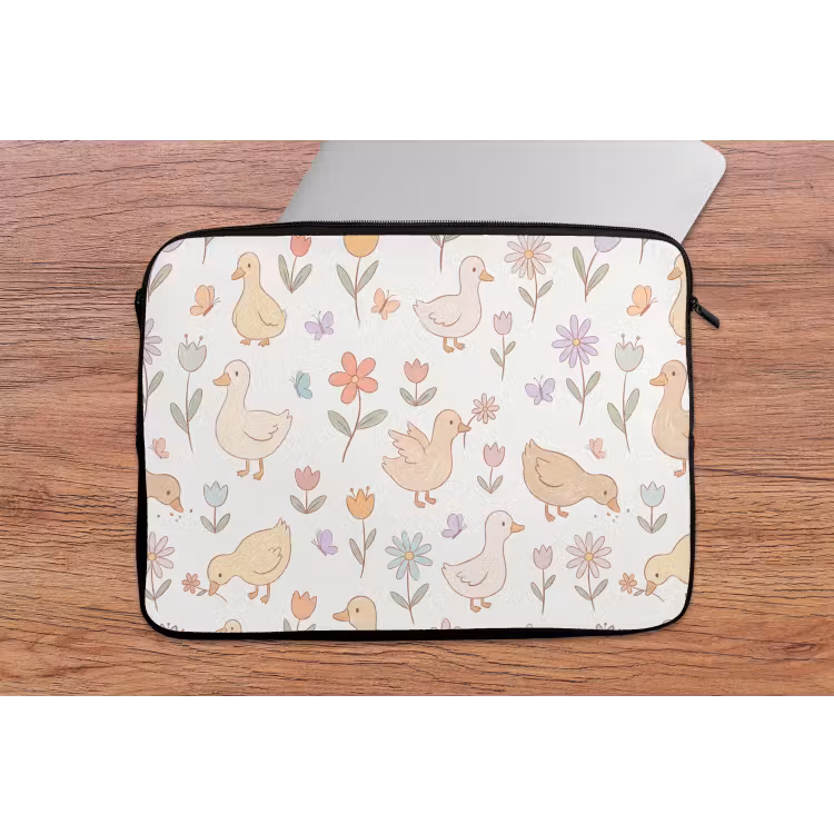 Laptophoes - Vogel - Bloemen - Patroon - Pastel - Dieren — 2