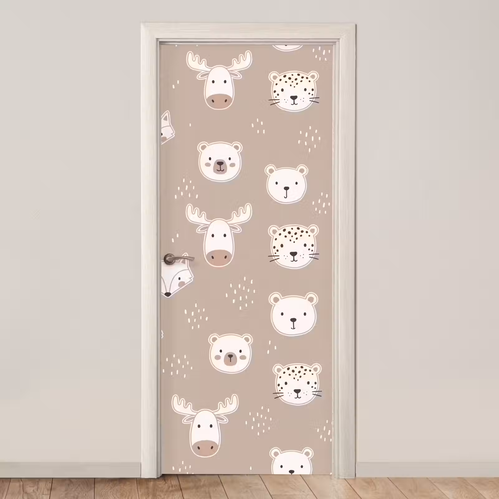 Deursticker - Dieren - Patroon - Illustratie - Modern - Beige — 1