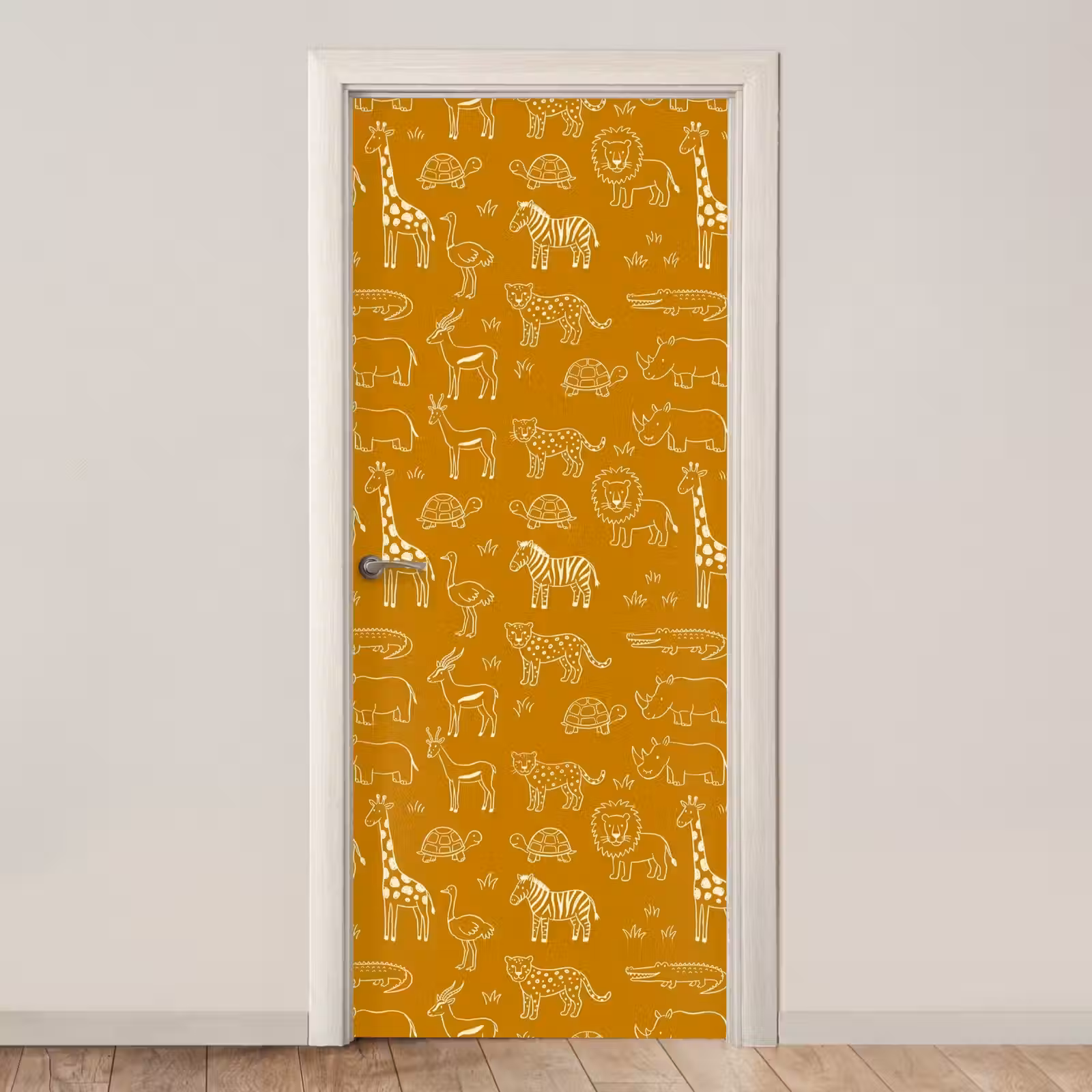 Deursticker - Dieren - Safari - Patroon - Kinderlijk - Oker — 1