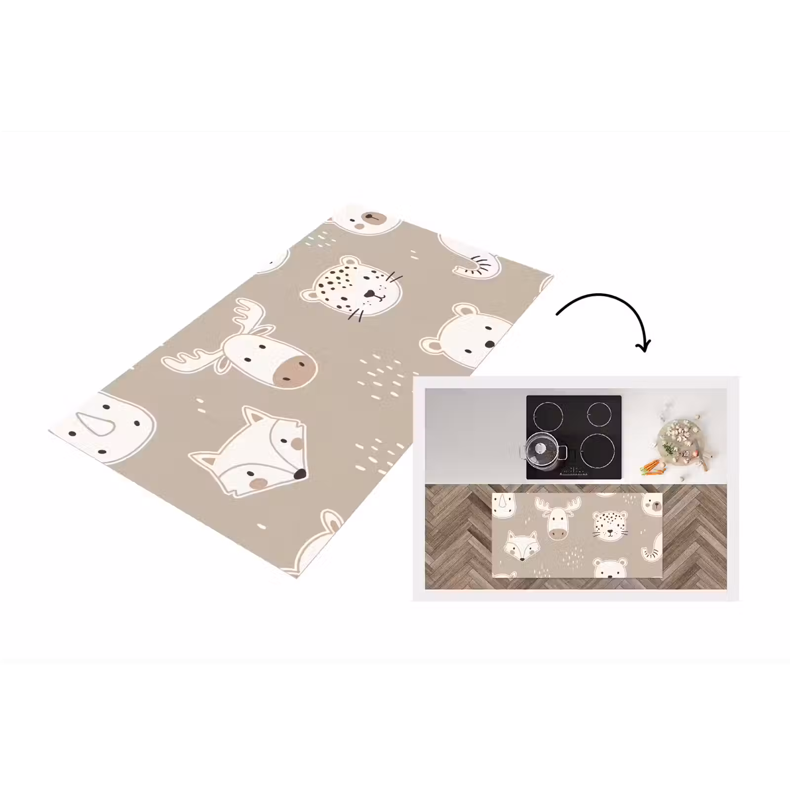 Keukenloper - Dieren - Patroon - Illustratie - Modern - Beige — 1